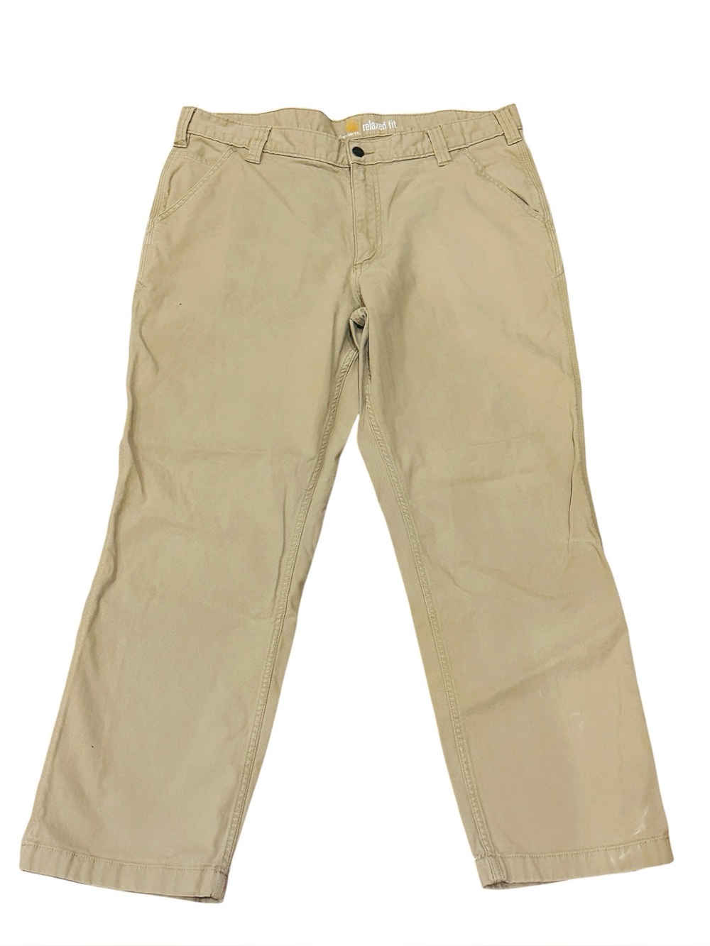 Carhartt Men’s Relaxed Fit Straight Leg Pants Khaki Tan 38x30 Workwear Utility